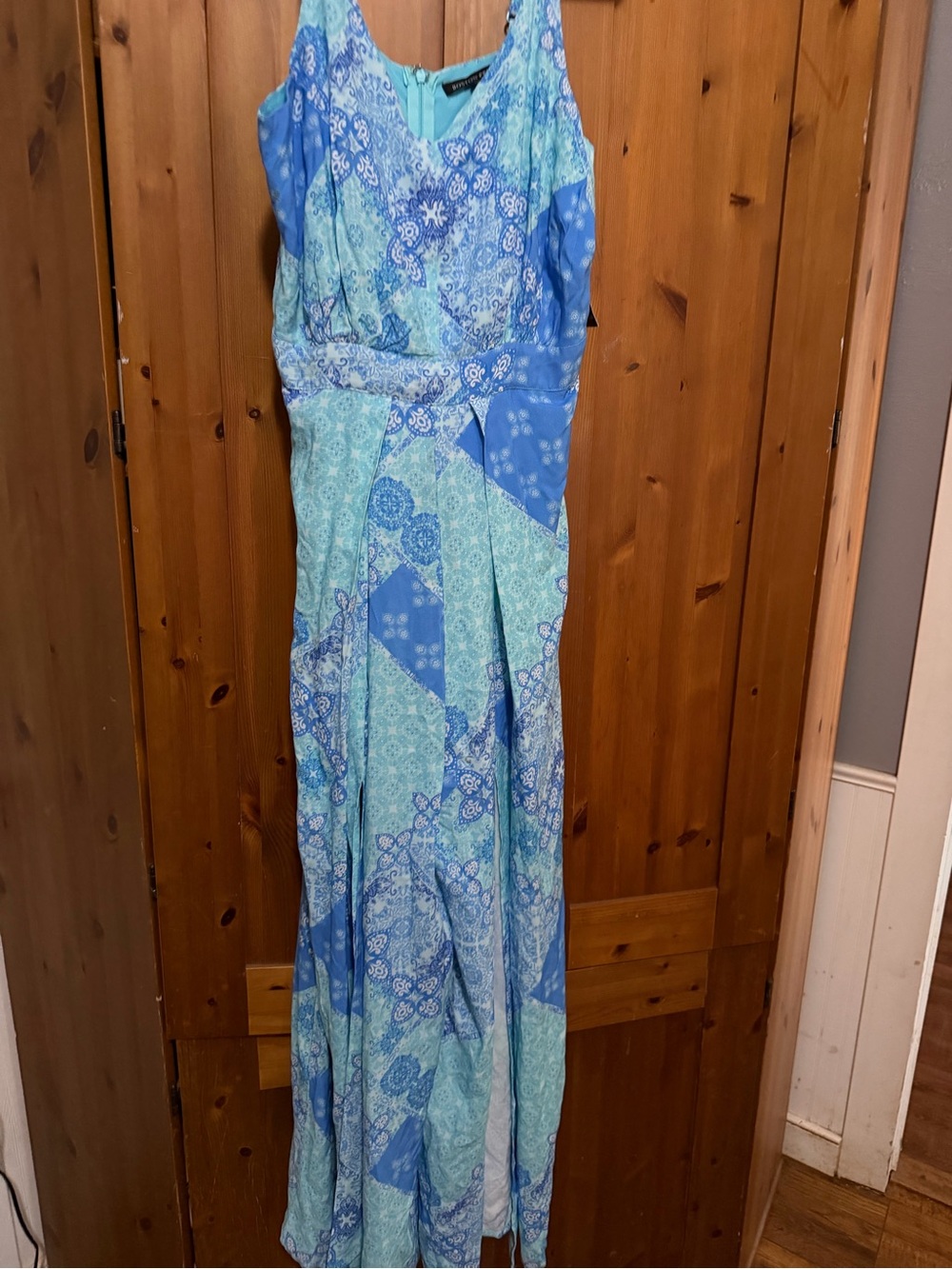 Boston Proper Blue Patchwork Jumpsuit